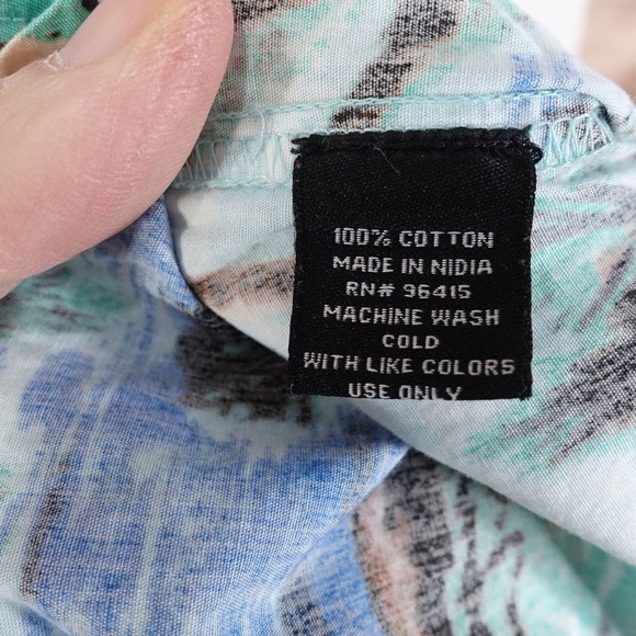 FREE NATURE SHORT SLEEVE 100% COTTON FLORAL PALM TREE HAWAIIAN SHIRT MENS L - Picture 7 of 7